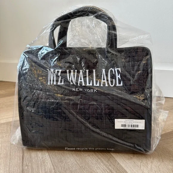 NWT MZ Wallace Black Medium Woven Box Tote. - Picture 3 of 16